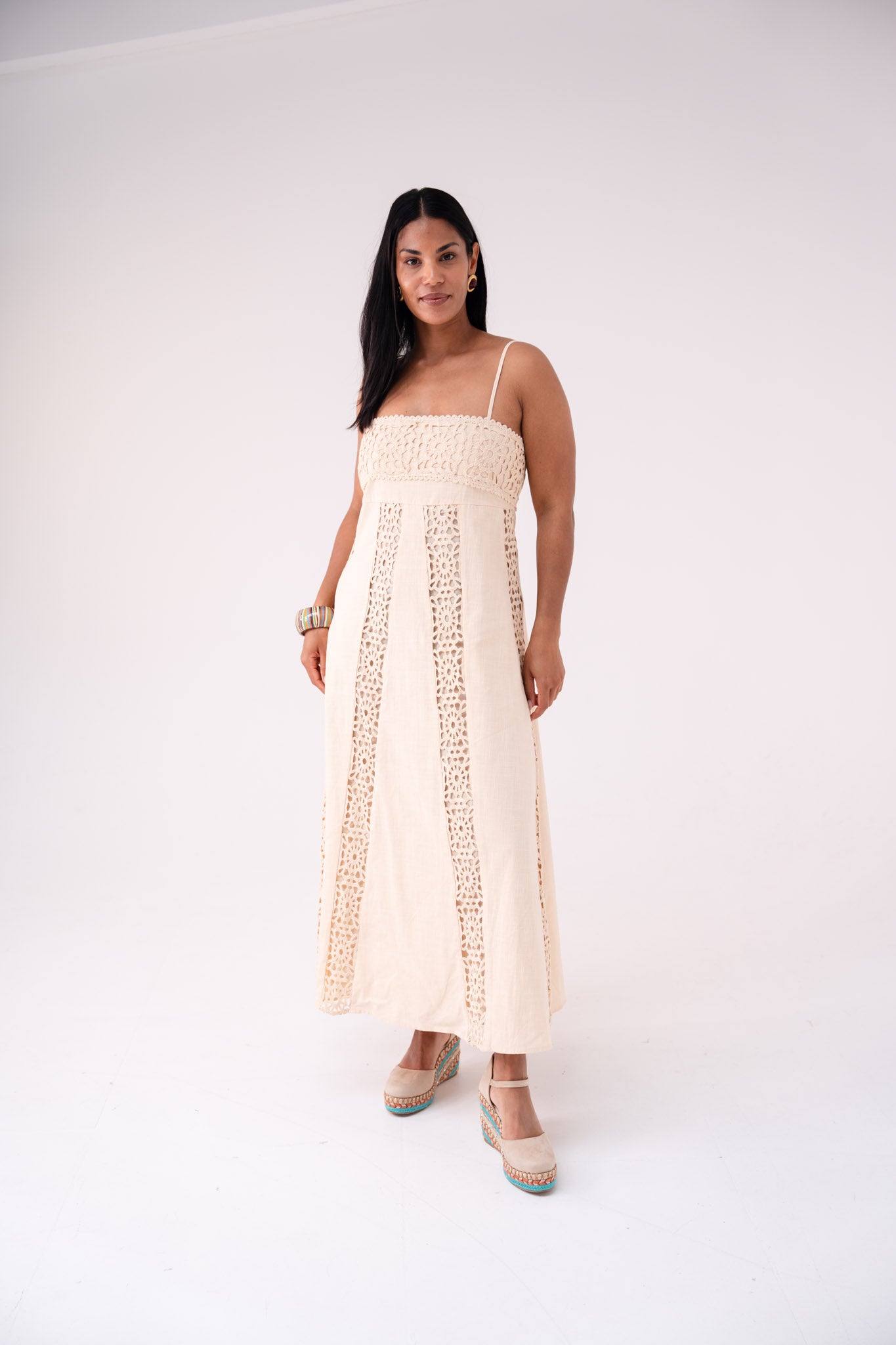 Love Laura Crochet Maxi Dress In Neutral