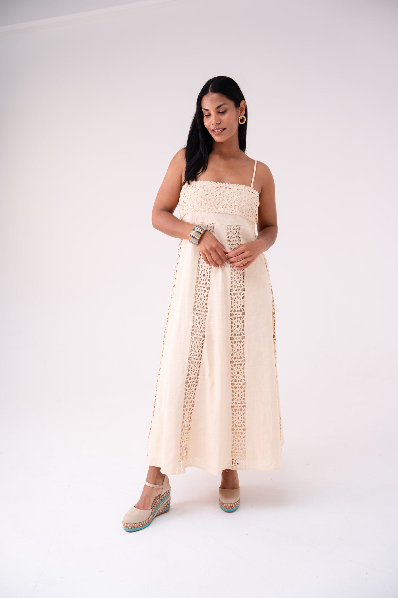 Love Laura Crochet Maxi Dress In Neutral