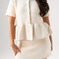 Love Laura Peplum Knit Top In Cream
