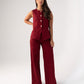 Love Laura Denim Waistcoat In Burgundy