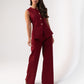Love Laura Denim Waistcoat In Burgundy