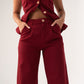 Love Laura Denim Waistcoat In Burgundy