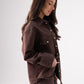 Love Laura Denim Shacket In Chocolate