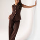 Love Laura Denim Waistcoat In Chocolate