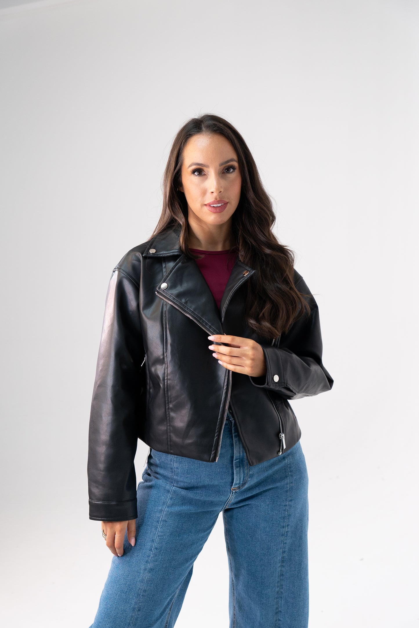 Love Laura Faux Leather Jacket In Black