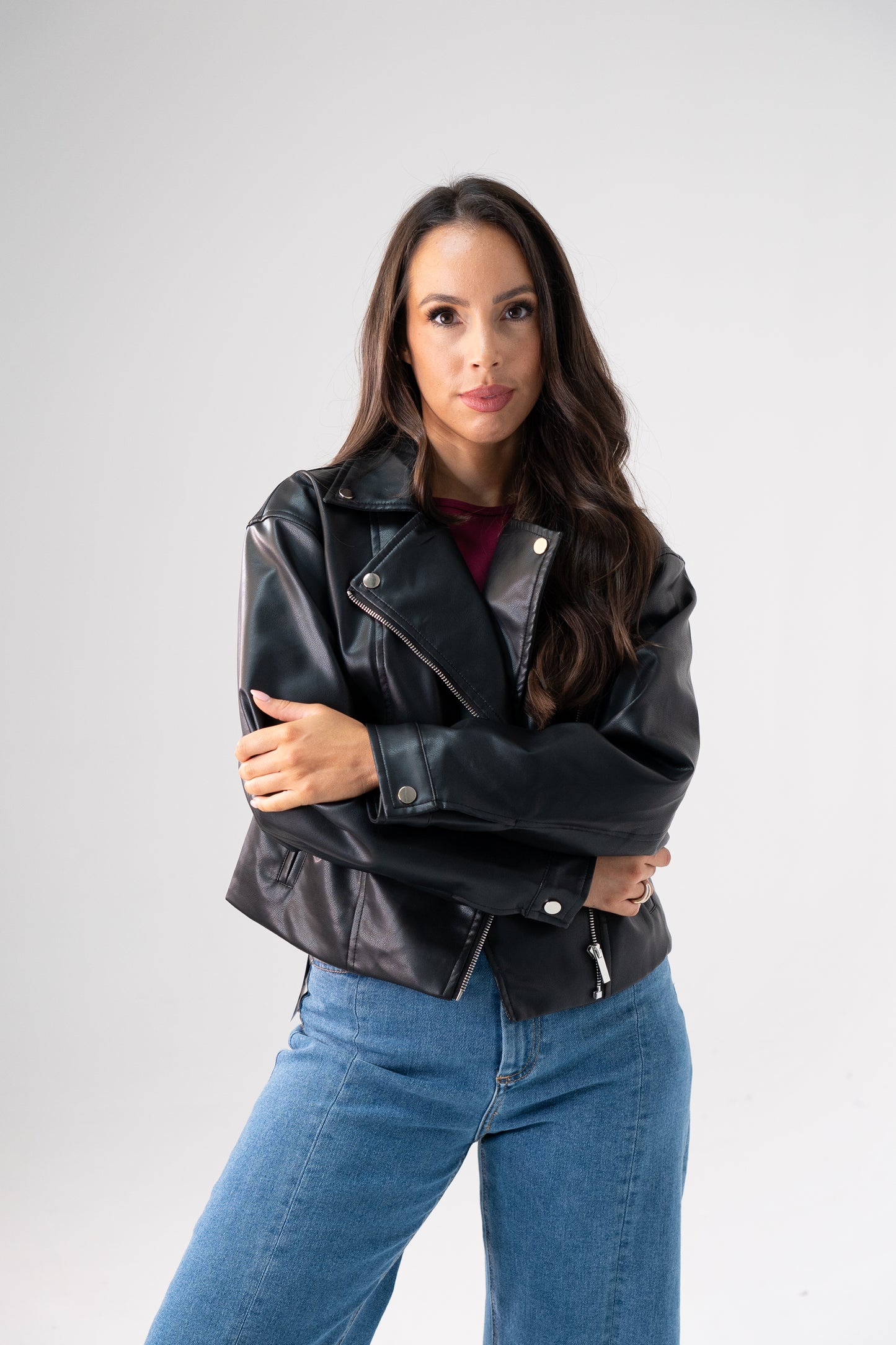 Love Laura Faux Leather Jacket In Black