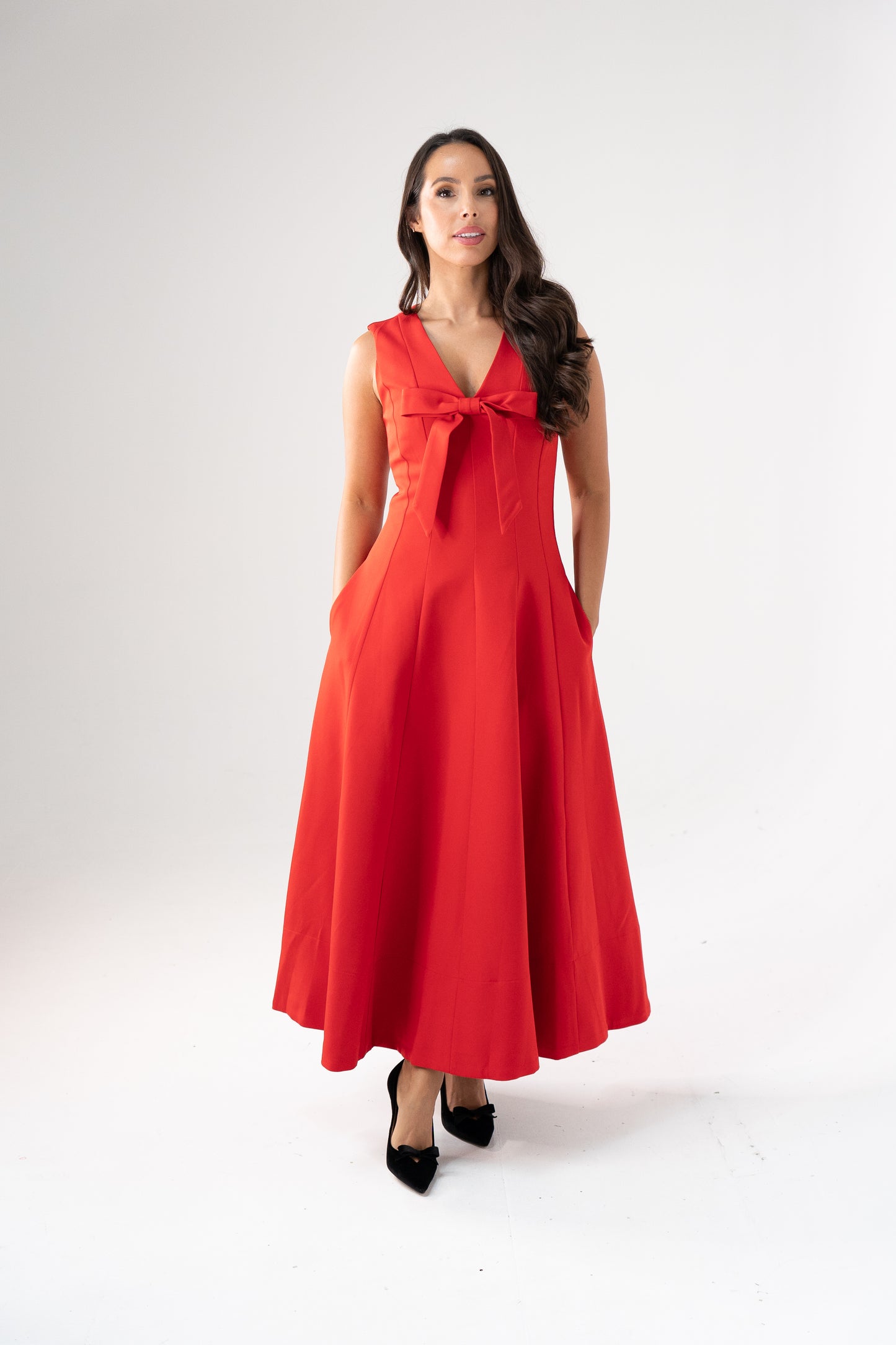 Love Laura Forever Bow Midi Dress In Red