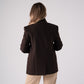 Love Laura Pinstripe Mandarin Collar Blazer In Chocolate