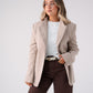 Love Laura Pinstripe Mandarin Collar Blazer In Sand