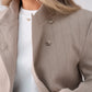 Love Laura Pinstripe Mandarin Collar Blazer In Sand