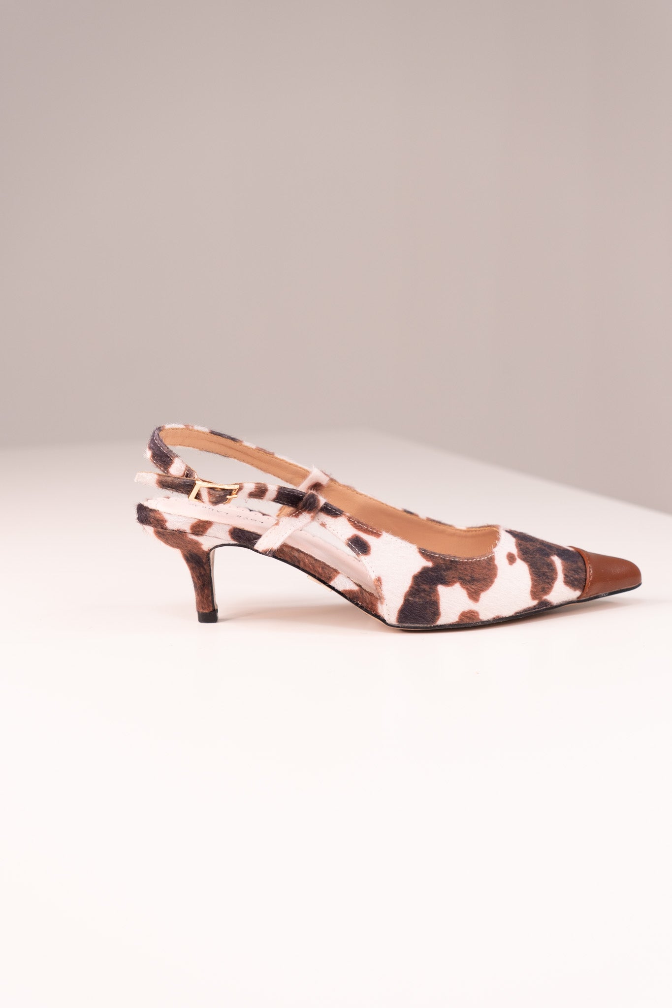 Love Laura Kitten Heel In Cow Print