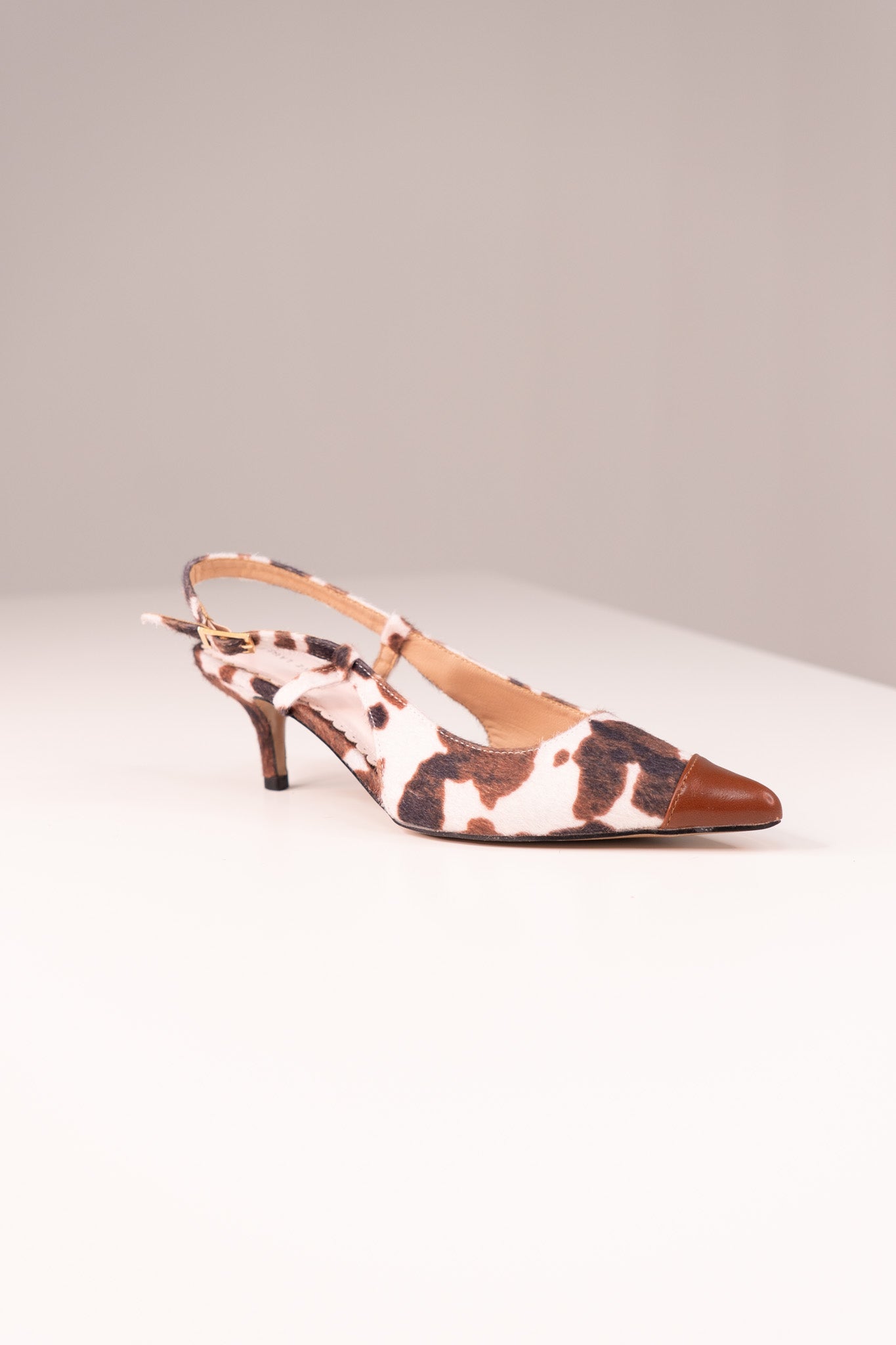 Love Laura Kitten Heel In Cow Print