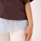 Love Laura Lace Trim T-Shirt In Chocolate