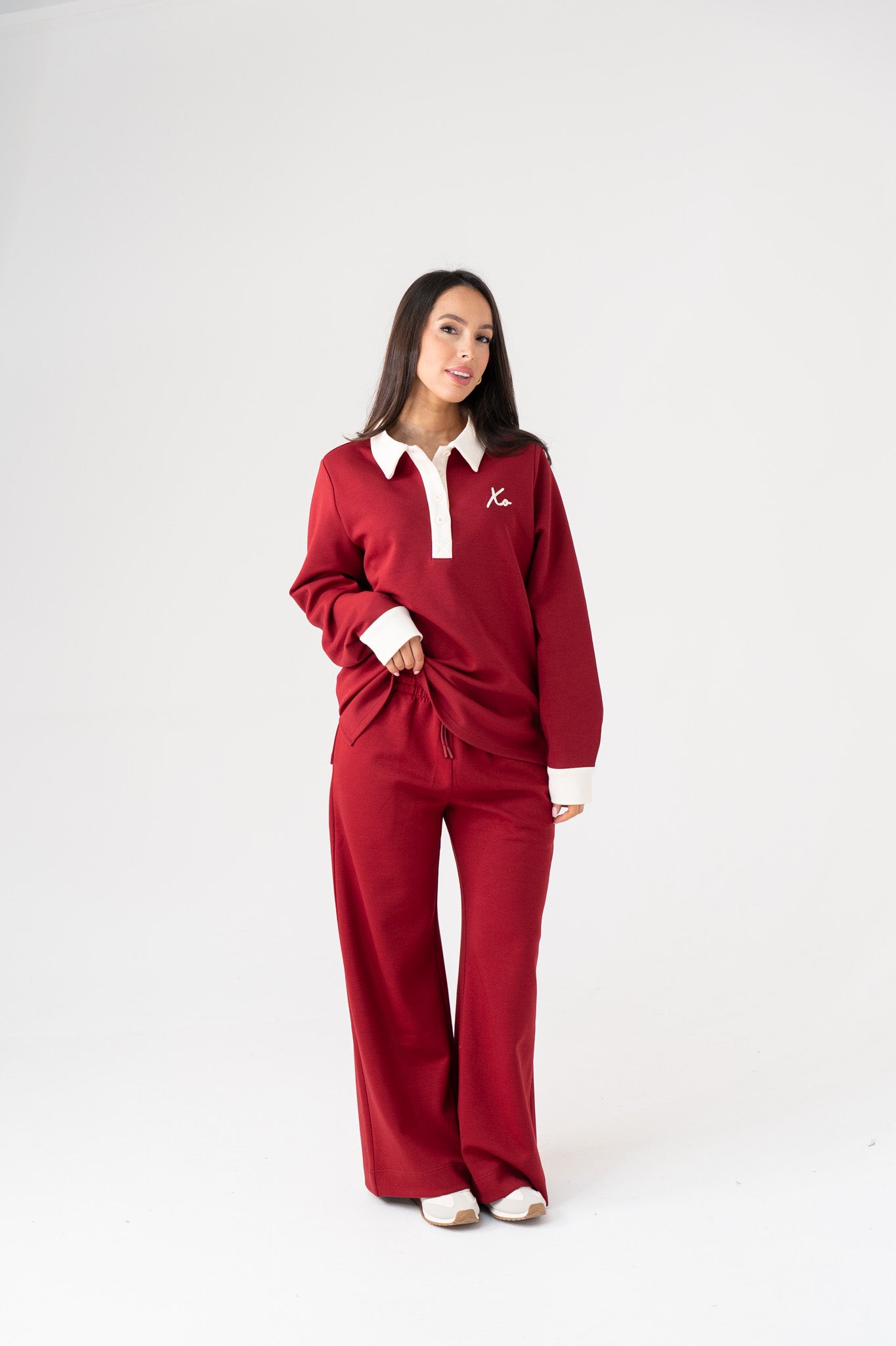 Love Laura Leisure Rugby Top In Dark Red