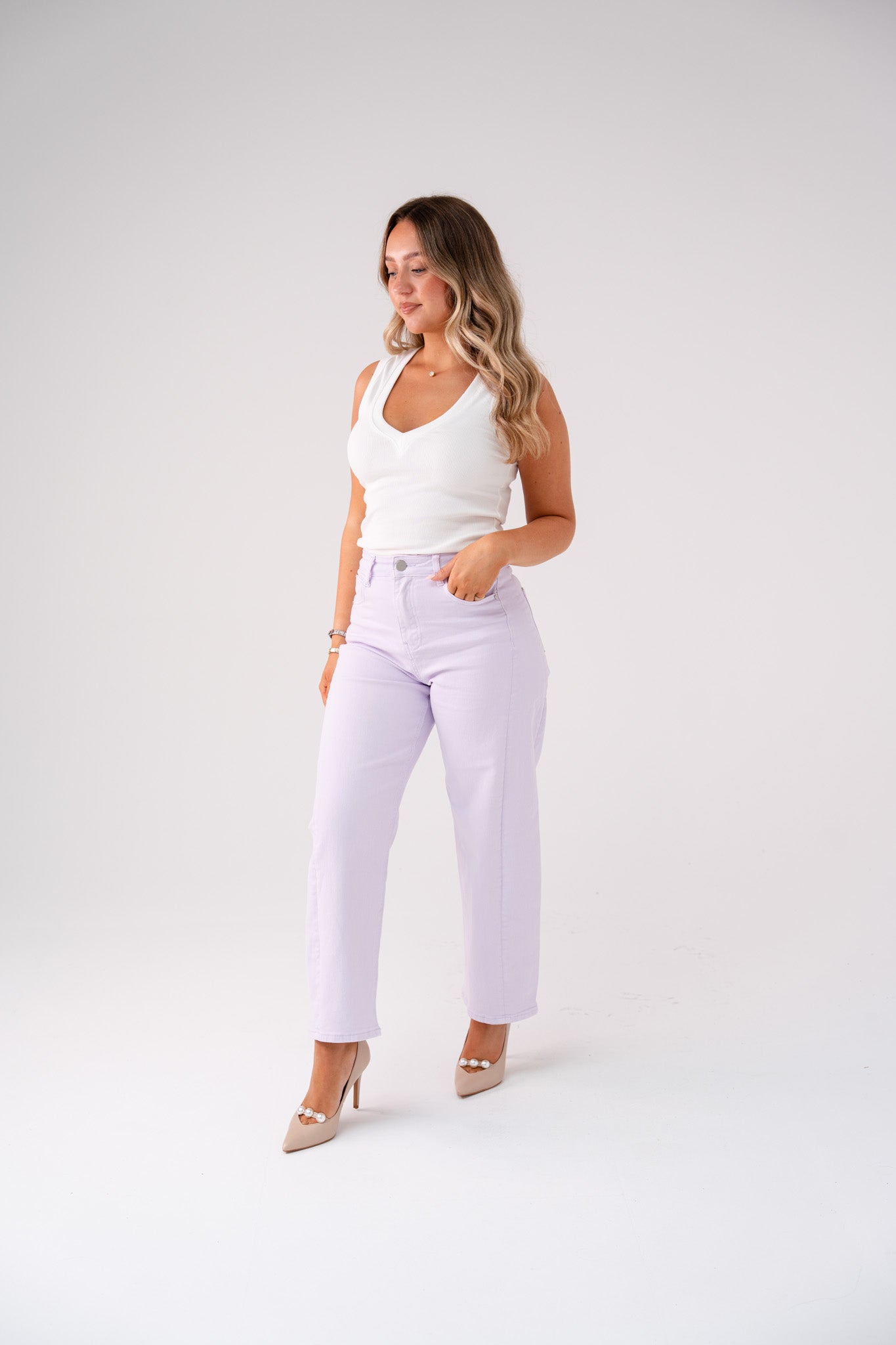 Love Laura Carrot Barrell Jeans In Lilac