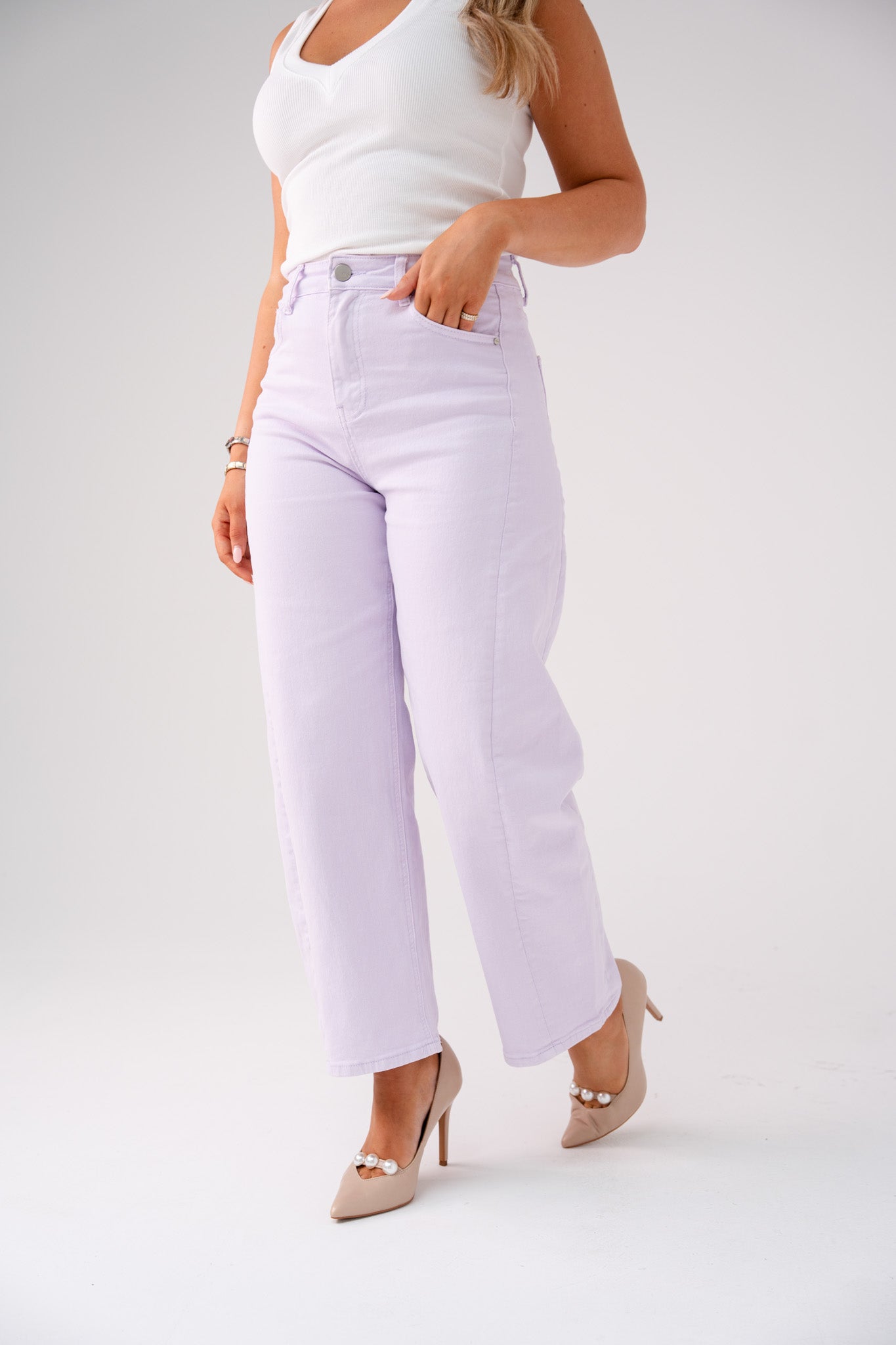 Love Laura Carrot Barrell Jeans In Lilac