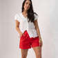 Love Laura Linen Shorts In Red