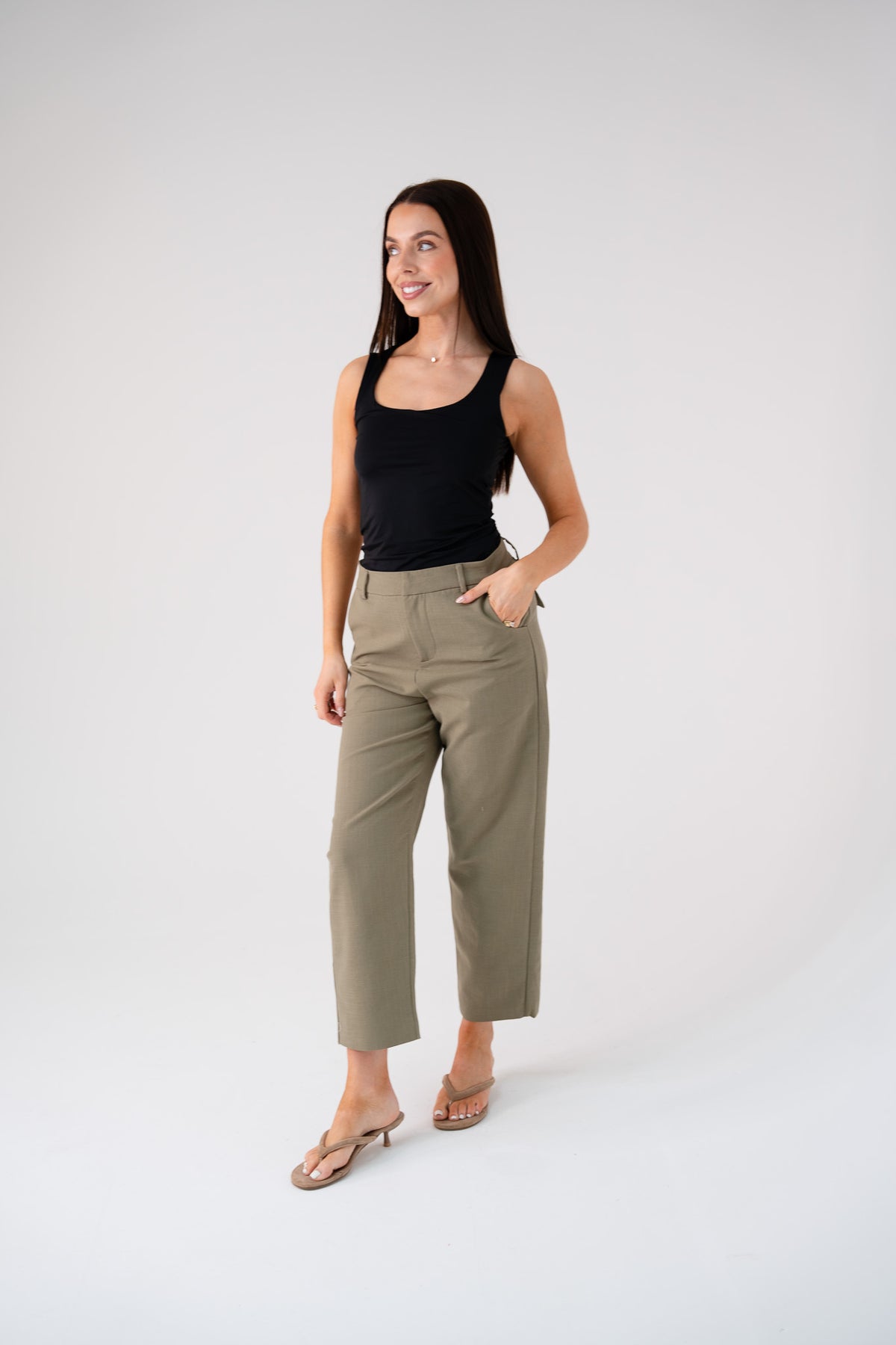 Love Laura Linen Trousers In Olive