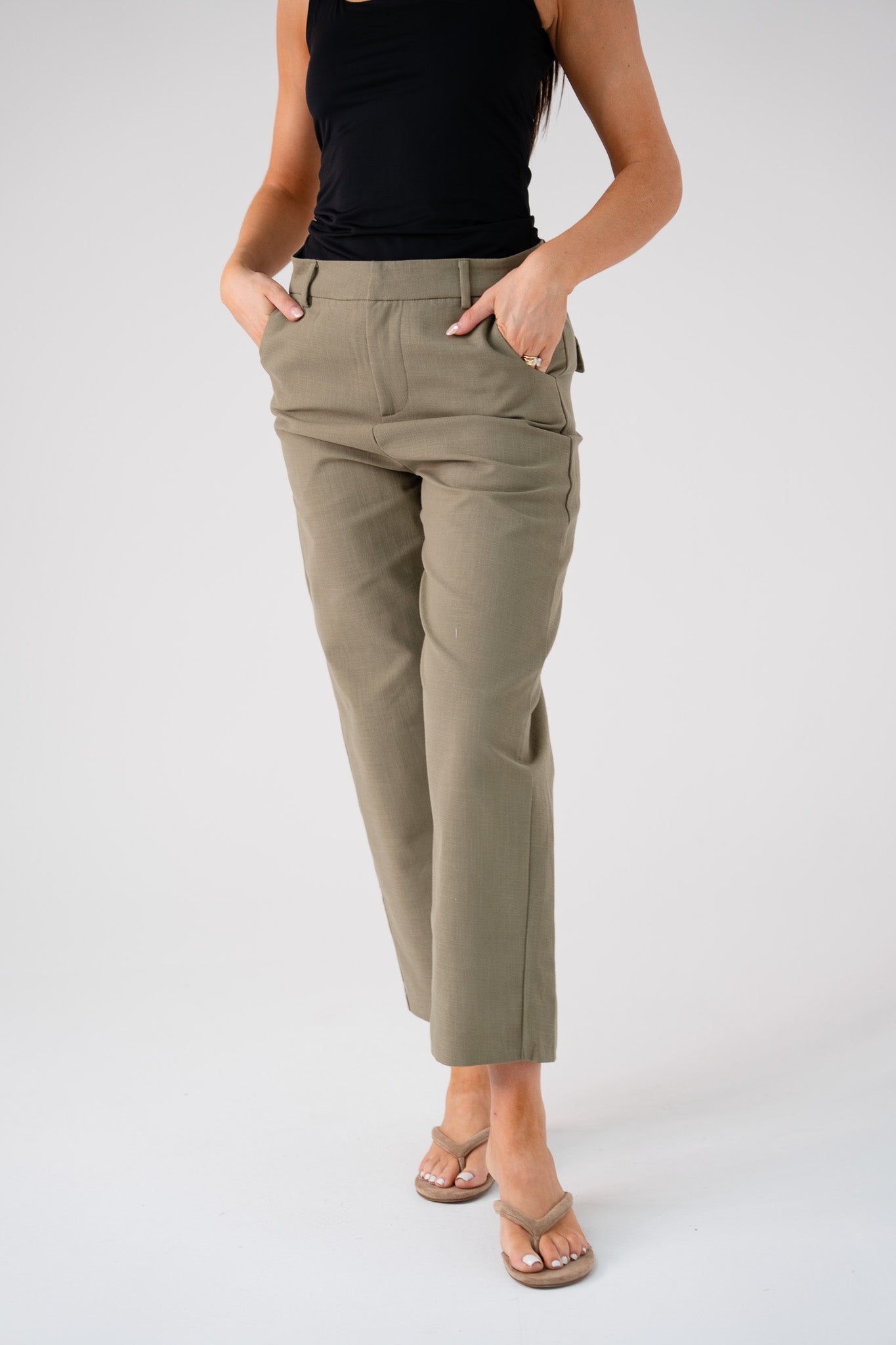 Love Laura Linen Trousers In Olive