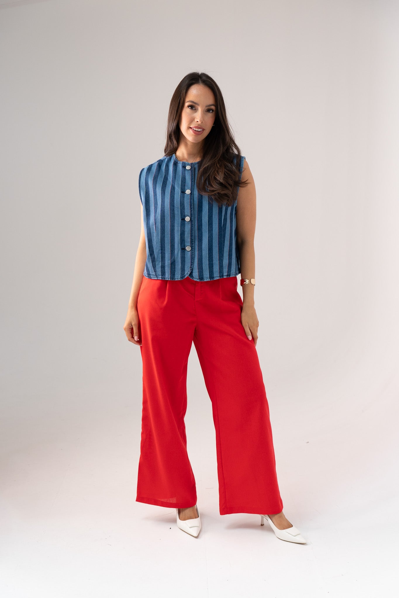 Love Laura Linen Trousers In Red
