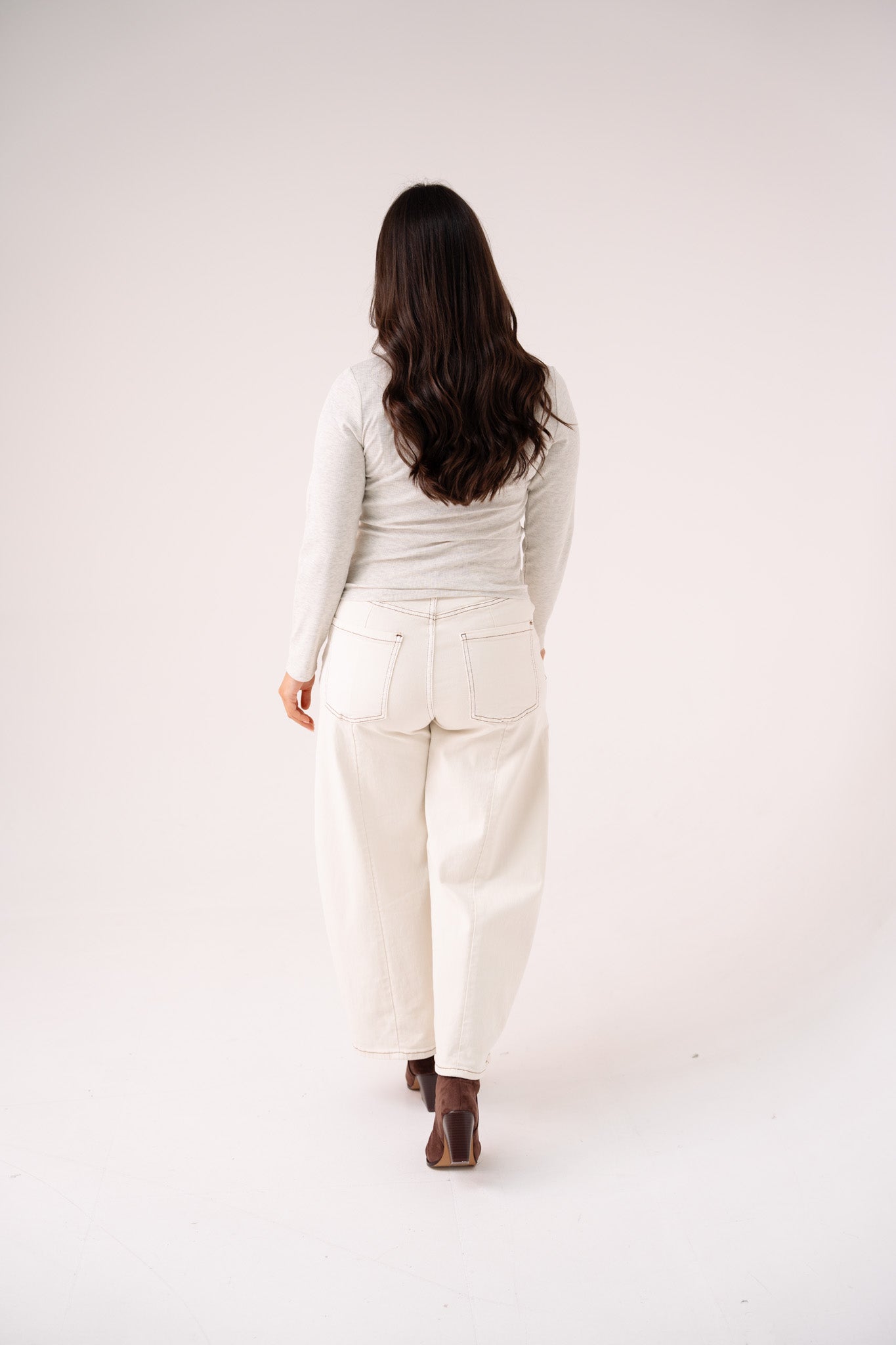Love Laura Long Sleeve Ribbed Base Top In Grey Marl