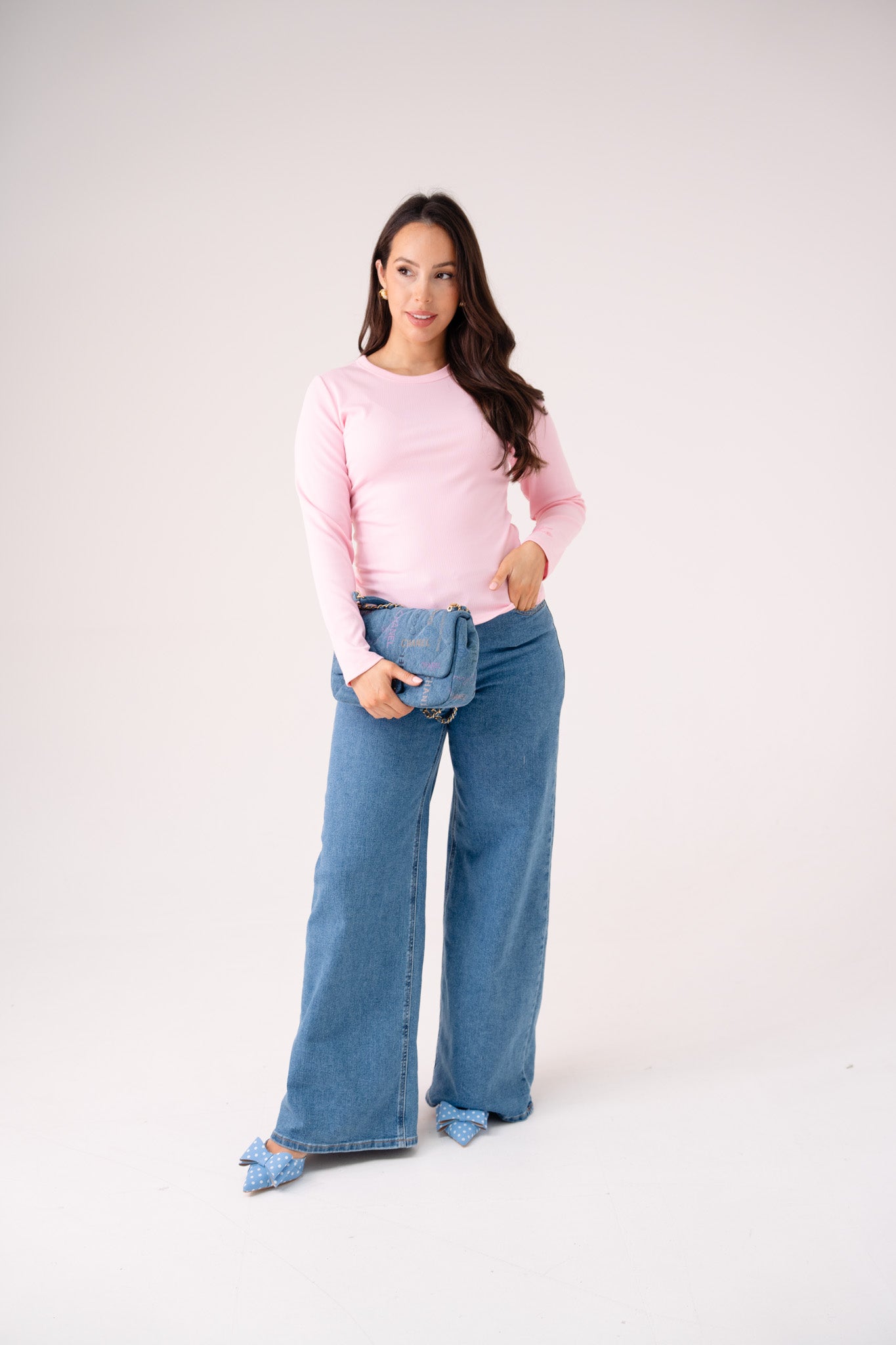 Love Laura Long Sleeve Ribbed Base Top In Pink