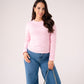 Love Laura Long Sleeve Ribbed Base Top In Pink
