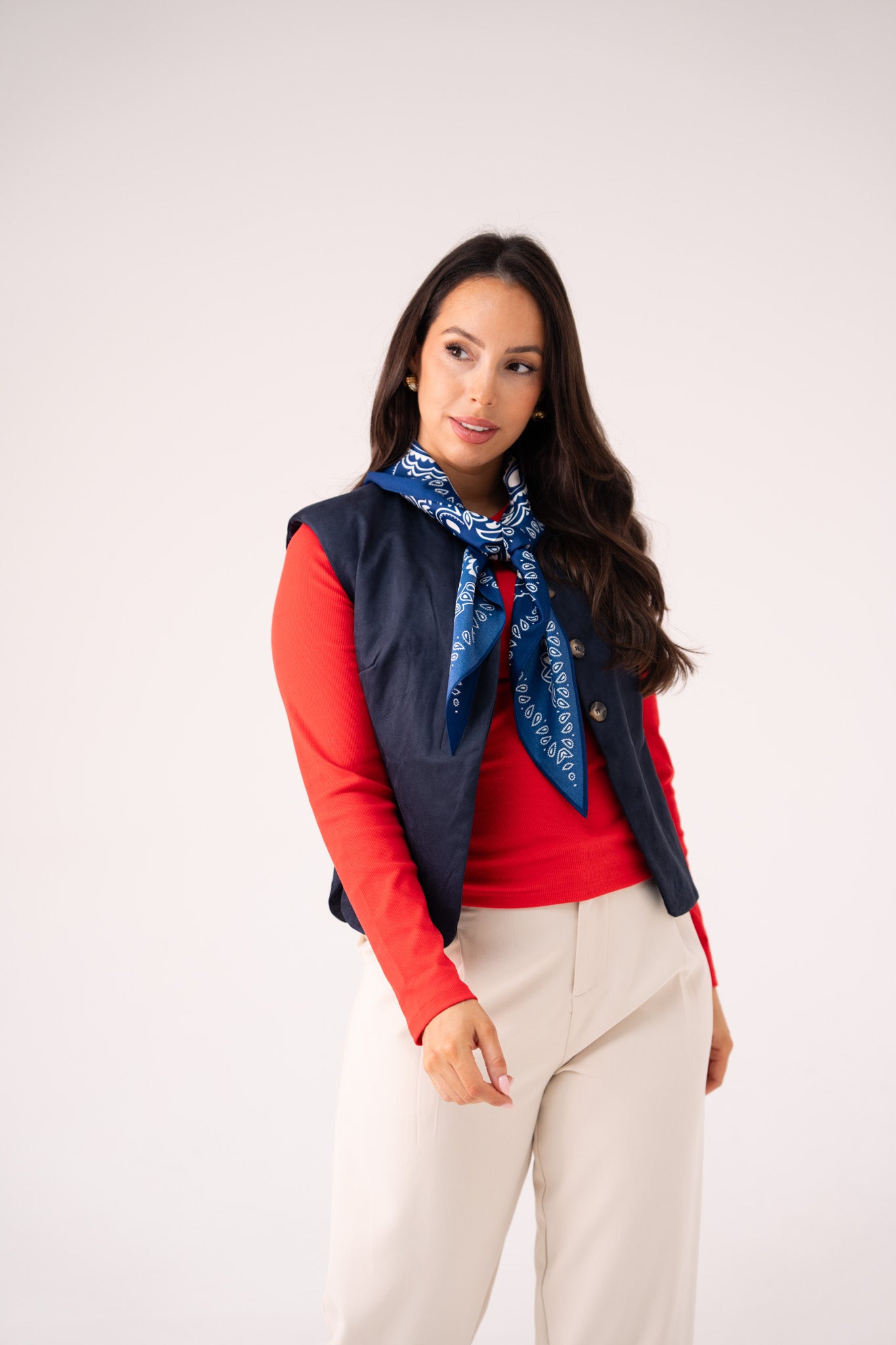 Love Laura Long Sleeve Ribbed Base Top In Red