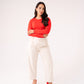 Love Laura Long Sleeve Ribbed Base Top In Red