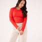 Love Laura Long Sleeve Ribbed Base Top In Red
