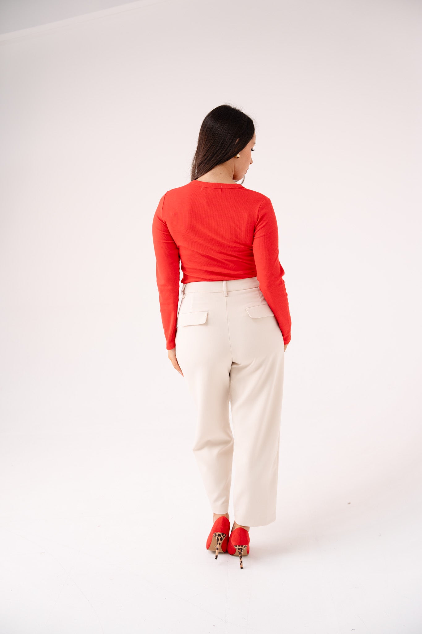 Love Laura Long Sleeve Ribbed Base Top In Red