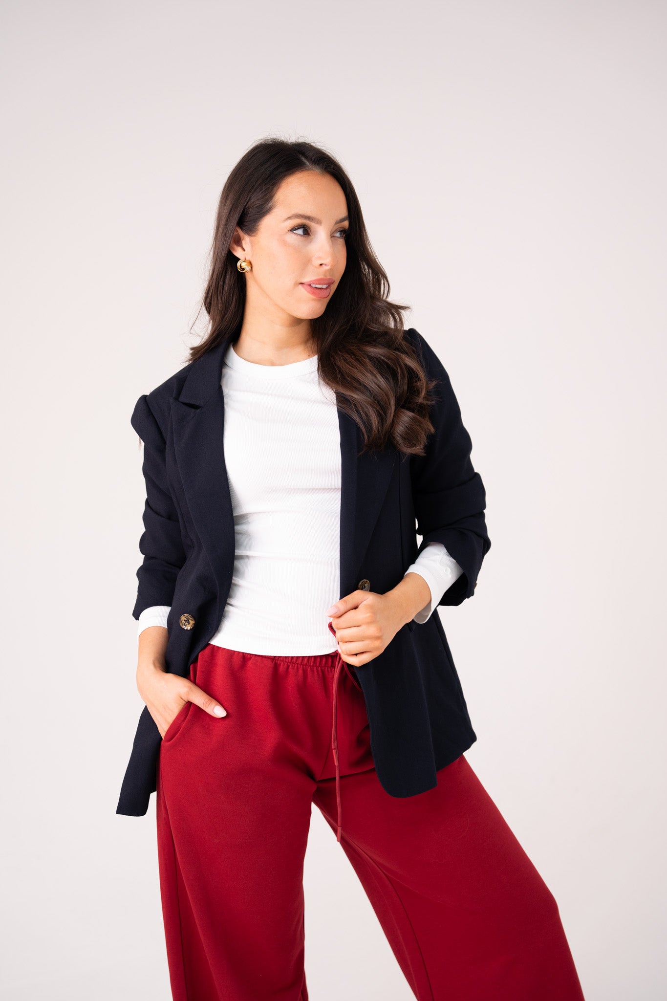 Love Laura Long Sleeve Ribbed Base Top In White