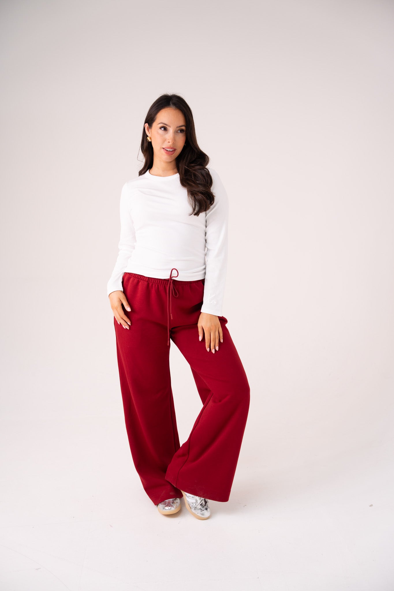 Love Laura Long Sleeve Ribbed Base Top In White