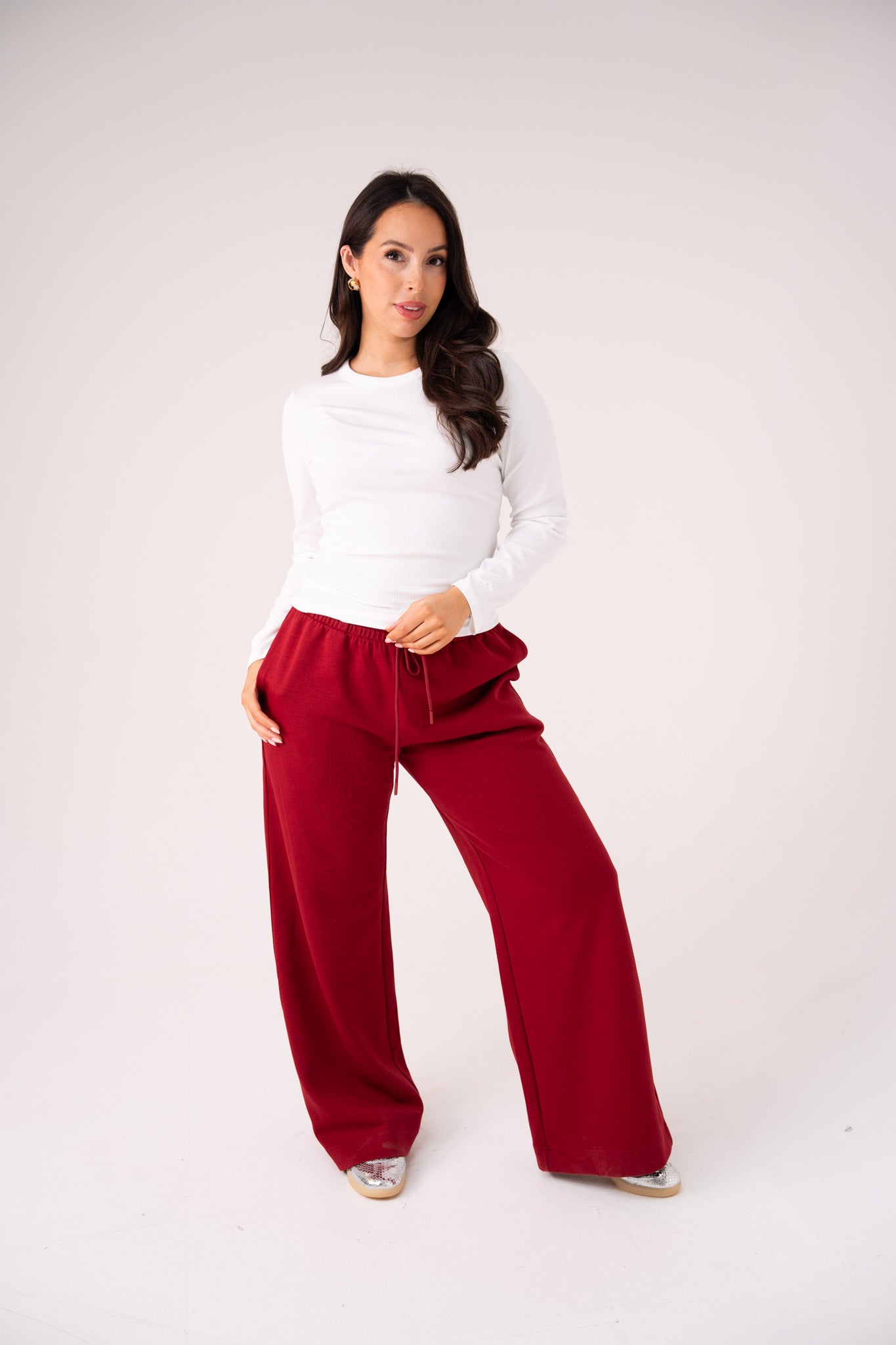 Love Laura Long Sleeve Ribbed Base Top In White