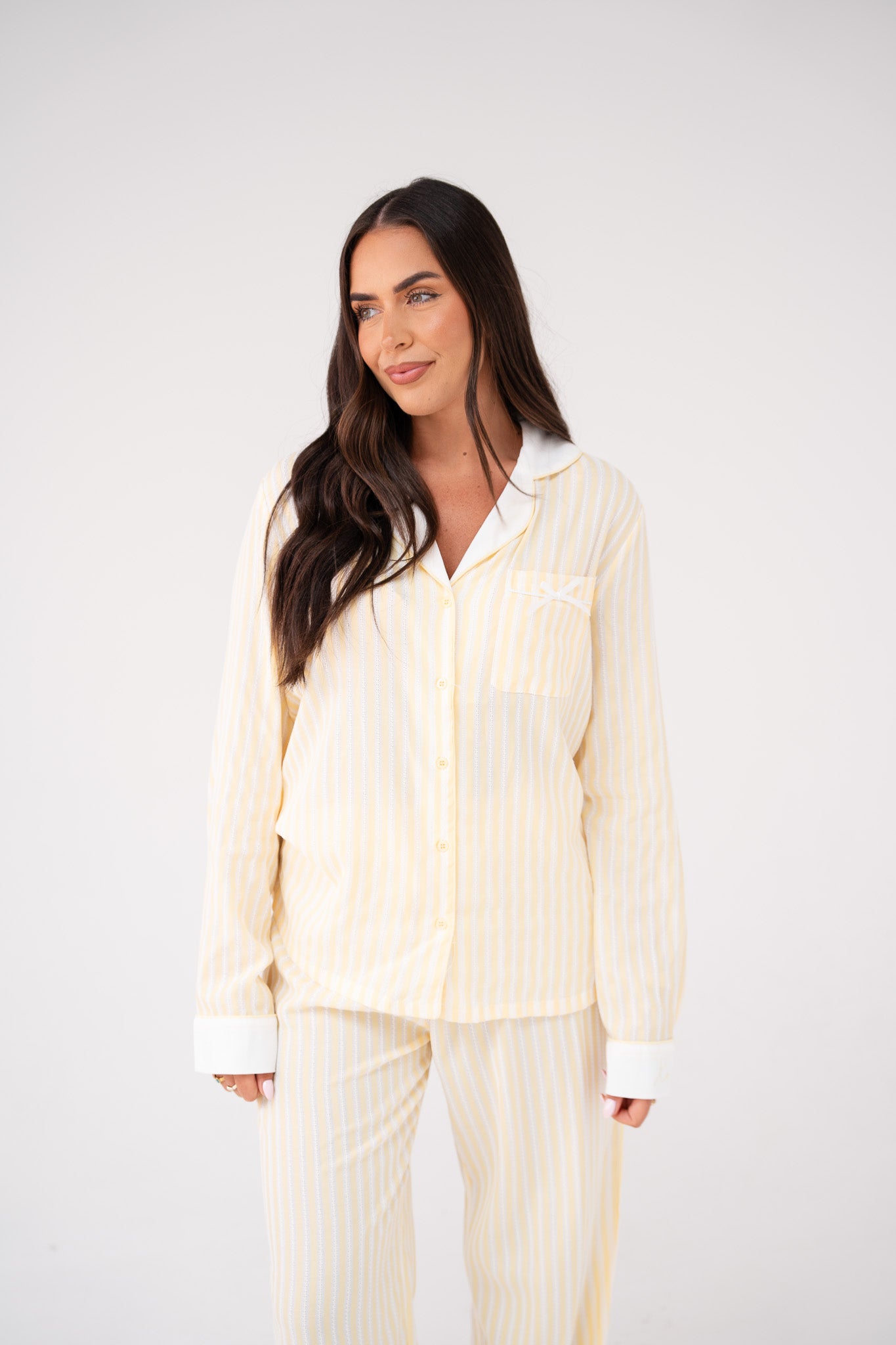 Love Laura Pyjama Top In Lemon Stripe