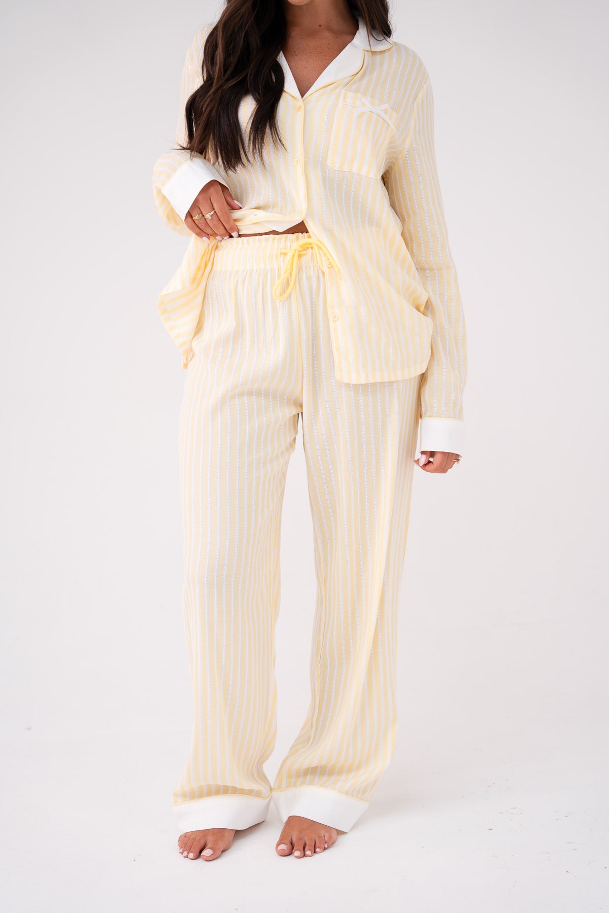 Love Laura Pyjama Trousers In Lemon Stripe