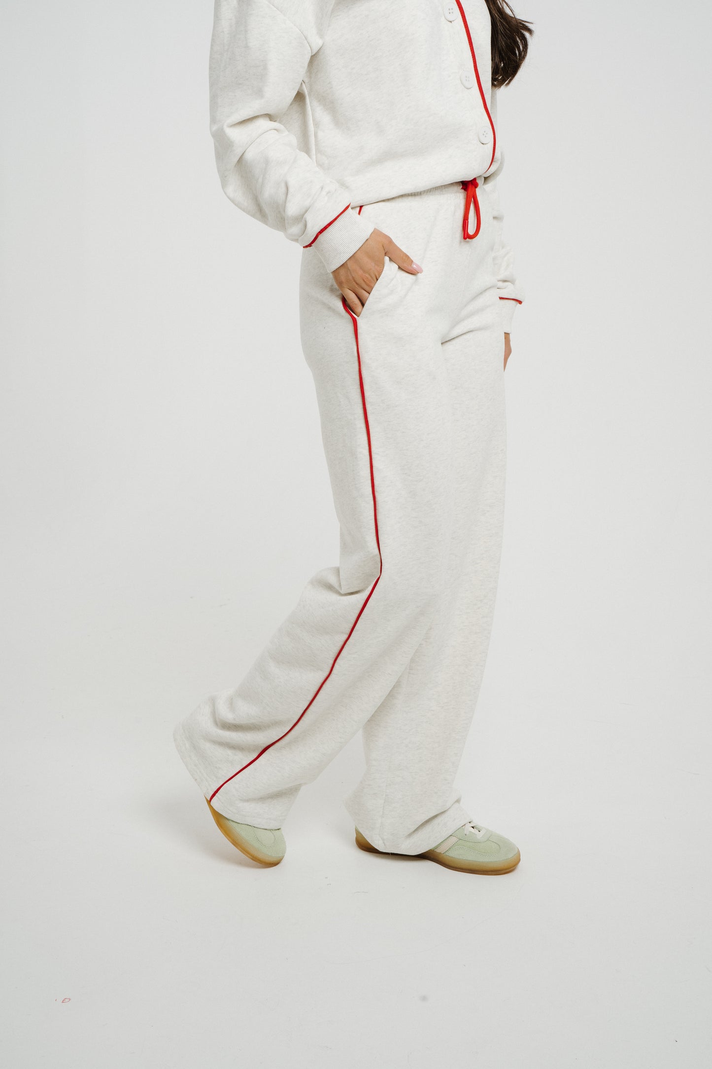 Love Laura Red Trim Trousers In Grey