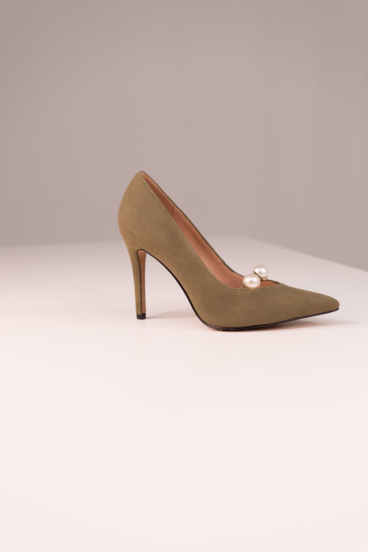 Love Laura Pearl Detail Heel In Khaki