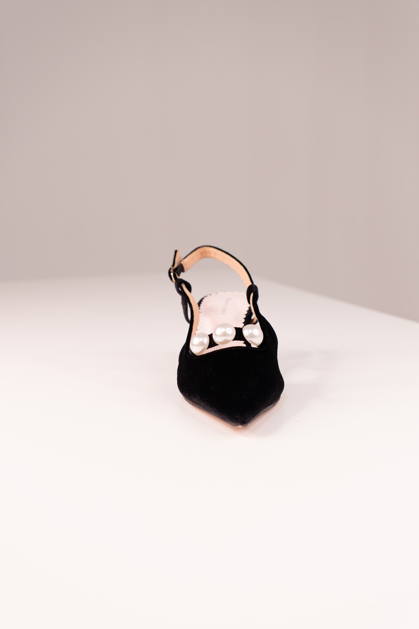 Love Laura Pearl Detail Kitten Heel In Black