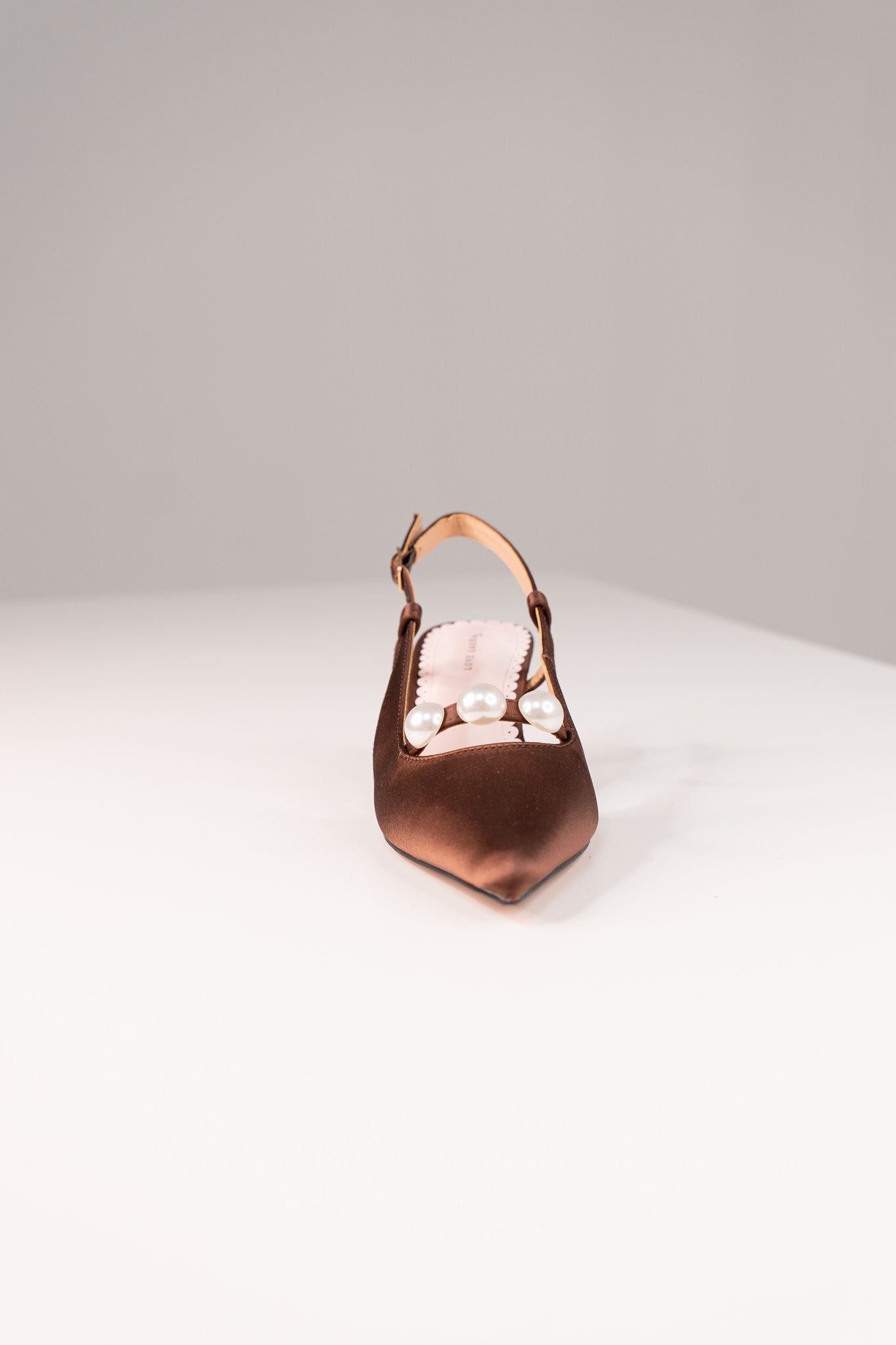 Love Laura Pearl Detail Kitten Heel In Chocolate