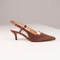 Love Laura Pearl Detail Kitten Heel In Chocolate