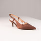 Love Laura Pearl Detail Kitten Heel In Chocolate