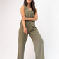 Love Laura Pinstripe Trousers In Khaki
