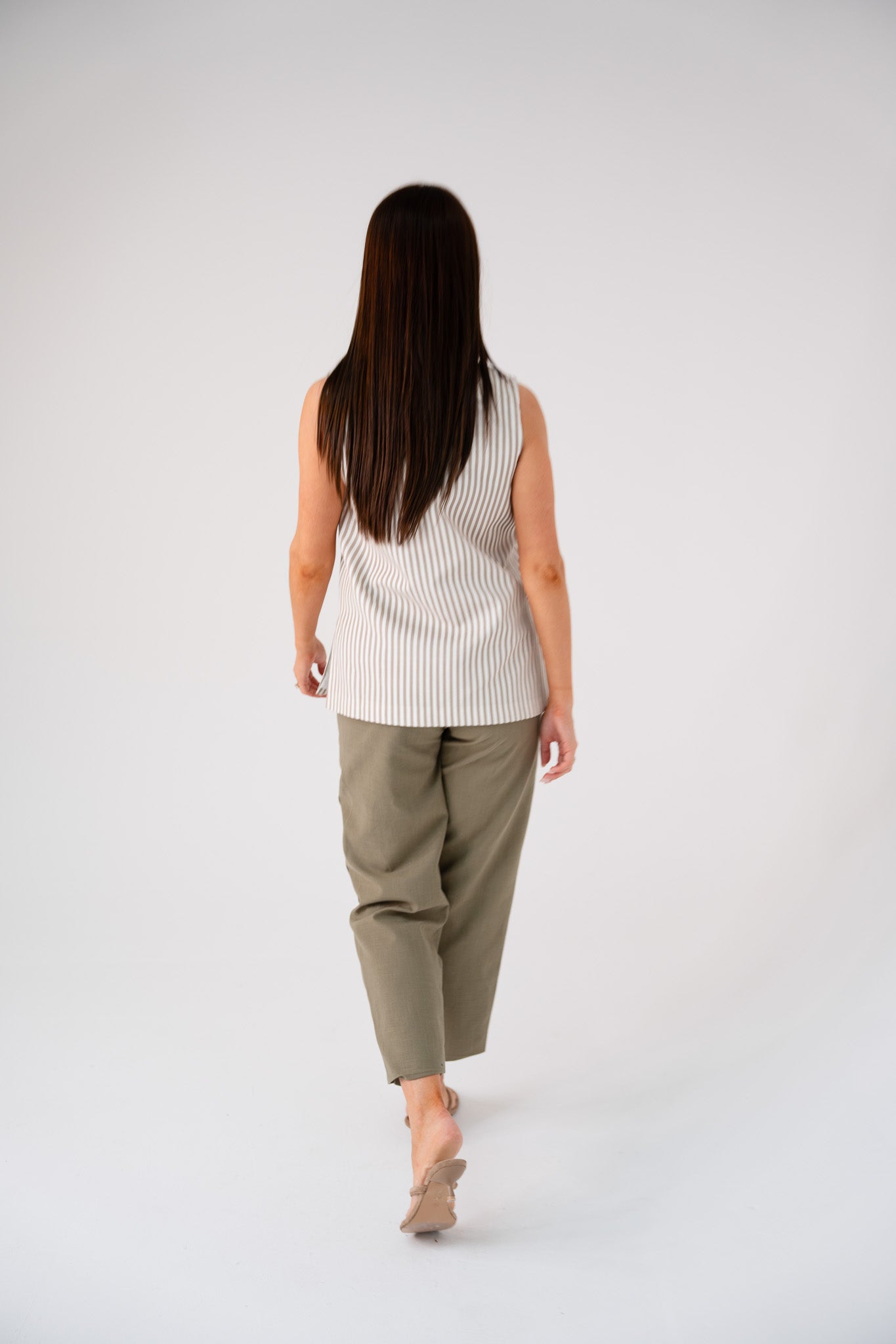 Love Laura Pinstripe Waistcoat In Olive