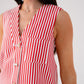 Love Laura Pinstripe Waistcoat In Red