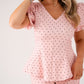 Love Laura Puff Sleeve Polka Dot Top In Pink