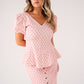 Love Laura Puff Sleeve Polka Dot Top In Pink