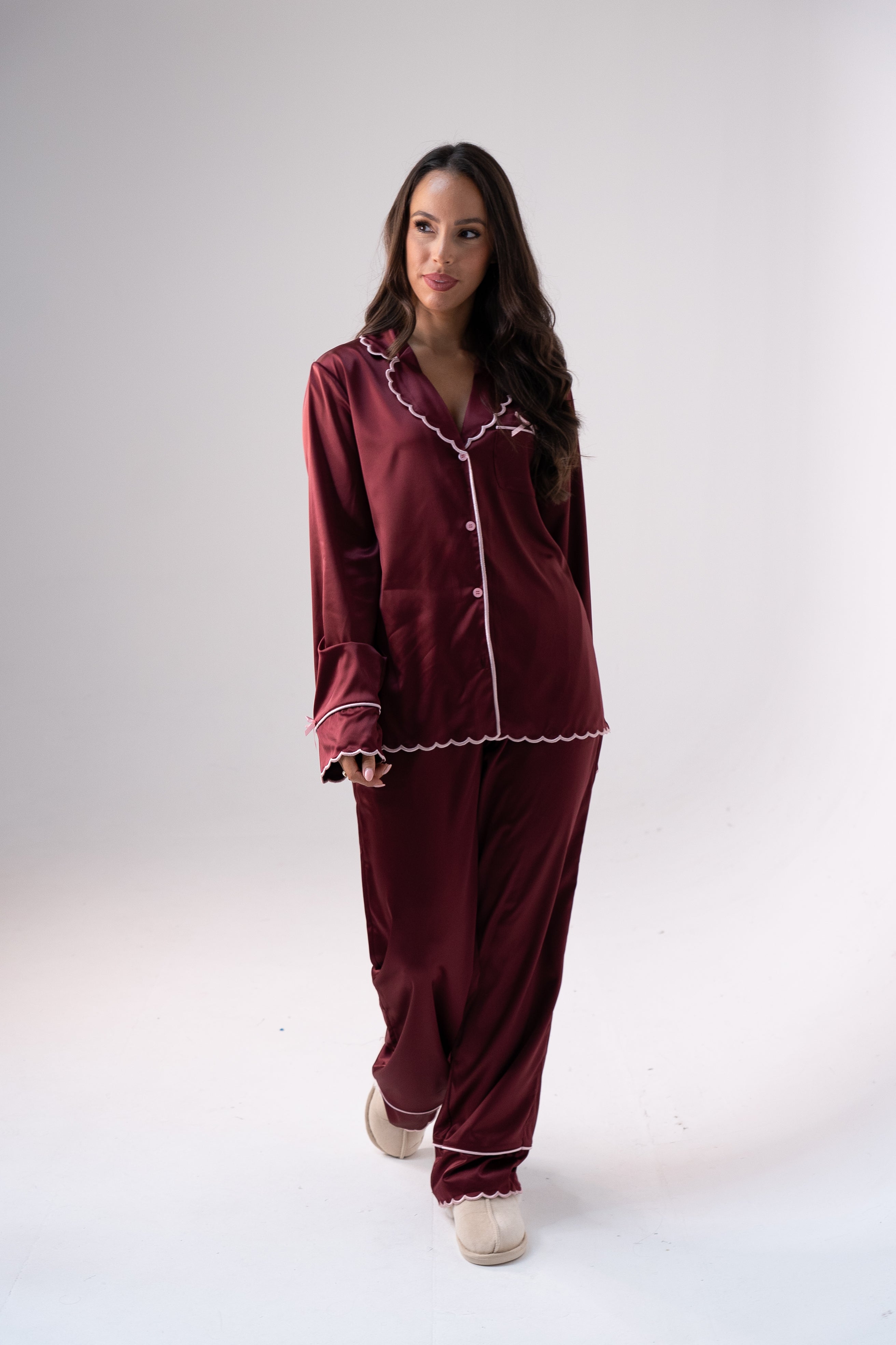 Love Laura Trim Pyjamas In Burgundy