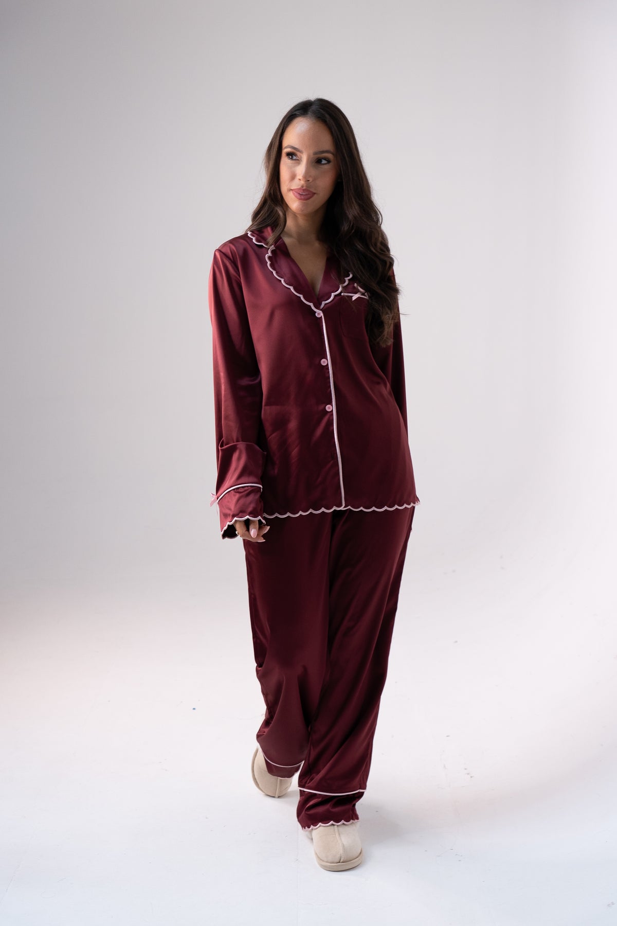 Love Laura Trim Pyjamas In Burgundy