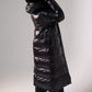 Love Laura Red Lined Puffa Coat In Black